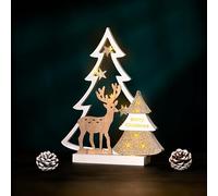 Marco Paul Christmas Decorations Wooden Christmas Tree Battery Operated Decoration Desk Christmas Tree With Lights Christmas Table Decoration Gold Xmas Decorations LED Light Up Christmas Decorations