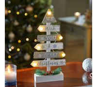 Marco Paul Wooden Christmas Tree with 6 LED Lights - Christmas Tree Decorations in White Marco Paul White