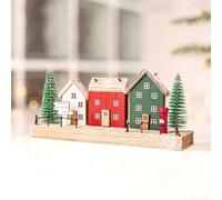 Marco Paul Novelty Christmas Decoration - Wooden Christmas Village Scene Ornament - Festive Scenes for Christmas Table Decor, Window Decoration Ornament Indoor Christma, Holiday Home Decor