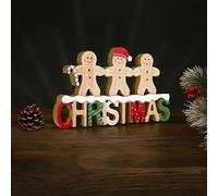 Marco Paul Wooden Gingerbread Man Christmas Sign - Plaque for Tree & Home Decor - Xmas Decorations