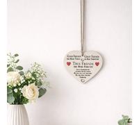 HomeZone Sentimental Heart Shaped Friendship Plaque - Novelty True Friends Quoted Message Board Wall Hanging Christmas Ornaments - Modern Home Decor Gifts Use for Christmas, Birthday, Friendship Day