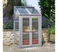 Marco Paul Wooden Mini Cold Frame Small Garden Greenhouse Growing Plant Protection in Grey Marco Paul Grey