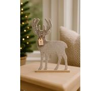 Marco Paul Wooden Reindeer Christmas Decorations - 30cm Large Reindeer Stag Ornament for Christmas Table Decorations, Window Sill Ornaments