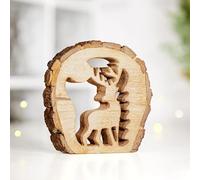 Marco Paul Tall Christmas Wooden Reindeer Ornament Figurine Christmas Home Decorations Living Room Standing Deer Gift Table Statue Reindeer Statue Forest Animals Figures Fireplace Nordic 22cm Rustic