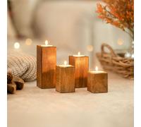 Marco Paul Wooden Tealight Candle Holders Home Decor Mango Wood 4 Pillar Centrepiece Table in Brown Marco Paul Brown