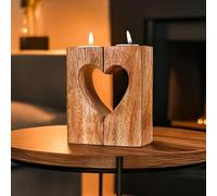 Marco Paul Cut Out Heart Tea Lights Candle Holders Table Centrepiece Valentines Decorations Wooden Tealight Holder Valentine's Day Wedding Decoration Loveheart Tealights Candles