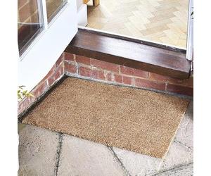 Marco Paul Woven Coir Matting Cut to Size Natural Coir Door Mat, Heavy Duty Entrance Doormat - Woven Coconut Fibre Outdoor Door Mats for Front Door, Porch (60x90cm Plain Door Mat)
