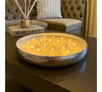 Marco Paul Xtra Large Scented Candle Bowl 17 Wick Silver Vanilla 40cm Candle Dish Hammered Tone Home Decoration Home Fragrance Luxury Soy Wax Autumn Home Decoration Dining Table Centrepiece