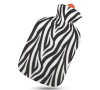 Marco Paul Zebra Print Hot Water Bottle with Cover - 1.8L Large Hot Water Bottle for Adults with Soft Fleece Cover - Luxury Heat Pad for Pain Relief, Foot Warmer, Neck Warmer & Comfort Christmas Gifts