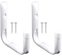 Marco PaulWhite Metal Jumbo Hooks 2 Pack | Large Self-Adhesive Wall Hooks for Hanging No Drill Command | Coat Racks, Wall Mounted for Towels, Hanging Plants, Outdoor & Garage Organization