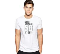 Marco Simoncelli T-Shirt 58 Logo Sic Racing Bike Motorcycle Moto Sport (UK, Alpha, M, Regular, Regular, White)
