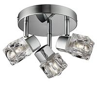 Marco Tielle Modern Chrome Finished Ice Cube 3 Way Ceiling Semi Flush Light Spotlight Bathroom Kitchen IP44 Rated LED Compatible