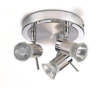 Marco Tielle Satin Chrome Finish Halogen Bathroom Ceiling Lights/Lighting with 3 Spotlights IP44 Rated