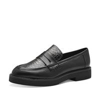 MARCO TOZZI Ladies Faux Leather Block Heel Loafers, Black (Black Comb), 6 UK