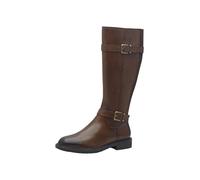 MARCO TOZZI Ladies High Heel Leather Boots with Buckles, Cognac Comb, 8 UK