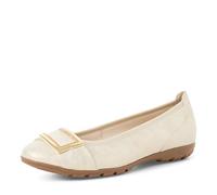 MARCO TOZZI Women Ballet Flats Soft Feel Me Footbed Soft Lining Comfortable, Beige (Dune Metallic), 7.5 UK