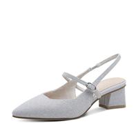 MARCO TOZZI Women’s Pumps Soft Feel Me Footbed Leather Insole Modern, Metallic (Silver), 4.5 UK