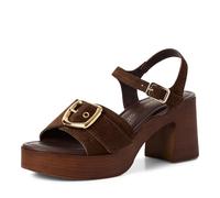 MARCO TOZZI Women Sandal soft Feel Me footbed Leather Modern, brown (CAFE), 4 UK