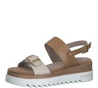Marco Tozzi Women's 2-2-28717-20 Leather Sandals with Wedge Heel Wedge Sandals, Cream Comb, 39 EU, Cream Comb, 7 UK