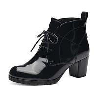 MARCO TOZZI Women's 2-25109-41 Lace Boot Heel, Black Patent, 4