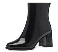 MARCO TOZZI Women's 2-25327-41 Boot Heel, Black Patent, 5 UK (F width) - Synthetic, Round Toe, Bootie, Ankle, Block Heel, Zip, Modern Style