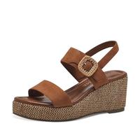 MARCO TOZZI Women's 2-28039-42 Wedge Sandal, COGNAC COMB, 4