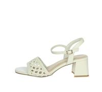 MARCO TOZZI Women's Elegant Hole Pattern Heeled Sandals, Cream, 8 UK