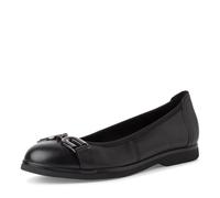 MARCO TOZZI Women's Elegant Leather Ballet Flats, Black, 5 UK