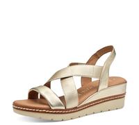 MARCO TOZZI Women's Elegant Leather Wedge Sandals, Gold, 5 UK