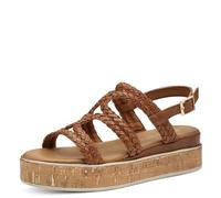 MARCO TOZZI Women's Flat Sandals with Buckle Platform, Cognac, 7 UK