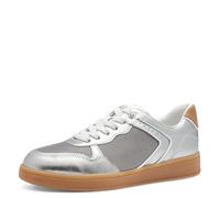 MARCO TOZZI Women's Flat Trainers with Laces, Comfortable, Silver Comb, 8 UK