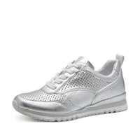 MARCO TOZZI Women's Flat Trainers with Laces Vegan, Silver, 5 UK