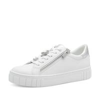 MARCO TOZZI Women's Flat Trainers with Rhinestones Elegant, White Silver, 6 UK