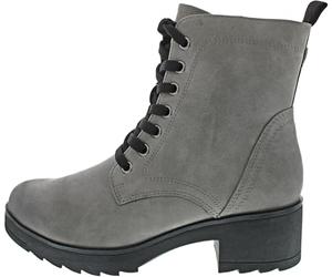MARCO TOZZI Women's Lace Up Block Heel Ankle Boots with Zip, Dark grey, 5 UK