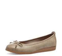 MARCO TOZZI Women's Round Lace Ballet Flats with Bow, Dune, 7 UK