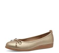 MARCO TOZZI Women's Round Lace Ballet Flats with Bow, Gold, 8 UK