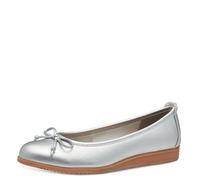 MARCO TOZZI Women's Round Lace Ballet Flats with Bow, Silver, 6 UK