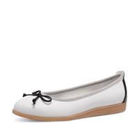 MARCO TOZZI Women's Round Lace Ballet Flats with Bow, White Black, 8 UK