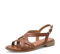 MARCO TOZZI women's sandal soft Feel Me footbed leather soft lining fashionable, brown (COGNAC), 7 UK