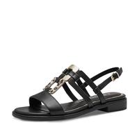MARCO TOZZI Women's Sandal Soft Feel Me Footbed Soft Lining Vegan Stylish, Black (Black/Leo), 5.5 UK