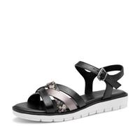 MARCO TOZZI Women's Summer Flat Sandals with Clasp, Black (Black Comb), 8 UK