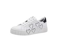 MARCO TOZZI Women's Trainers Flat with Heart Details Leisure, White Black, 7 UK