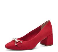 MARCO TOZZI Women's Vegan Court Shoes with Block Heel, red, 7 UK