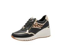 MARCO TOZZI Women's Wedge Trainers with Zip Vegan, Black Leo, 7 UK