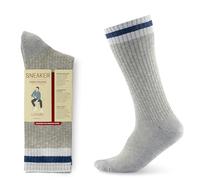 Marcoliani Milano Men's Mid-Calf Pima Cotton Preppy Stripe Sneaker Socks, Silver Grey, Silver Grey, One Size