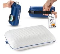 Marcolumb Travel & Camping Comfortable Memory Foam Pillow - Easy to Carry Portable Bag - Temperature Regulating Pillow Case - Perfect for Travelling (White)