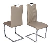 marconi cantilever dining chair in taupe faux leather in a pair