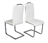 marconi cantilever dining chair in white faux leather in a pair