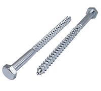 Marcopol (Pack of 10 pcs) DIN 571 Zinc Plated Steel Hexagon Wood Screws M10 x 140 mm, Hex Screw, Lag Bolts, Hex Head, Coach Screws (10, M10 x 140 mm), Silver