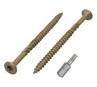 Marcopol (Pack of 100 pcs) Green Anti-corrosion Finish 4.0 x 60 mm Timber Decking Screws, Wood Screws, Torx Head, Type 17, Countersunk Head, Exterior Screw (100, 4.0 x 60 mm)